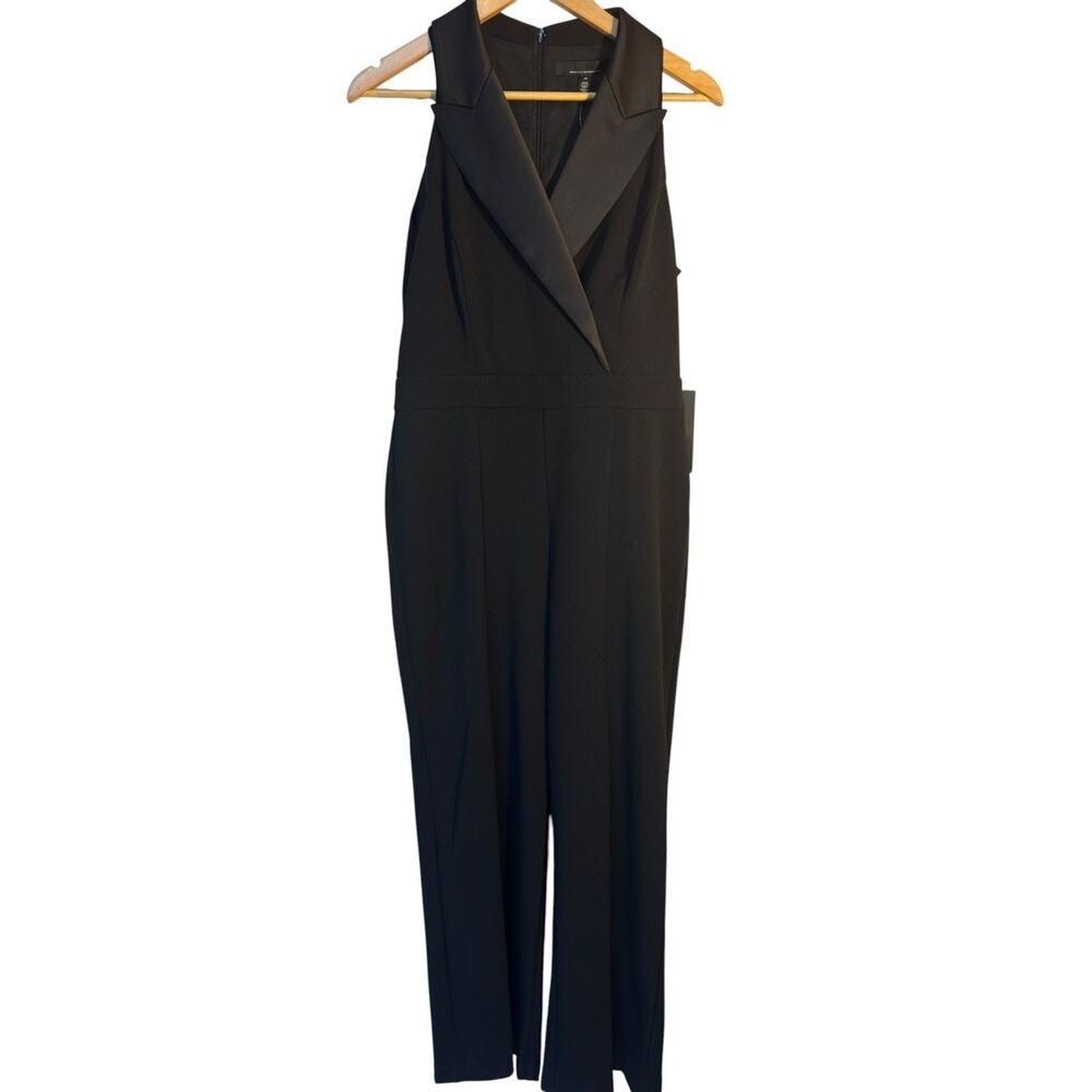 WHBM Black Tux Jumpsuit Petite 10 Wide Leg Sleeveless NWT Elegant